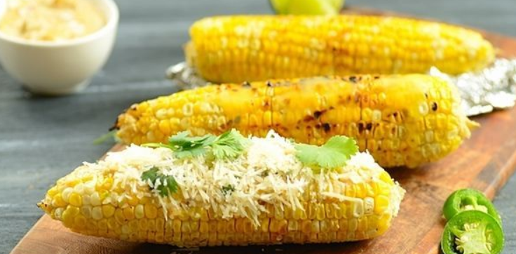 Grilled Corn On The Cob with Parmesan Garlic Butter  - The Pioneer Plate