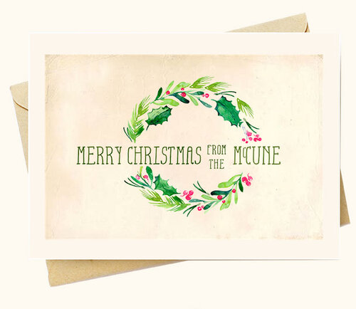 PERSONALIZED Christmas Wreath -Note Card Set | Nauvoo Mercantile