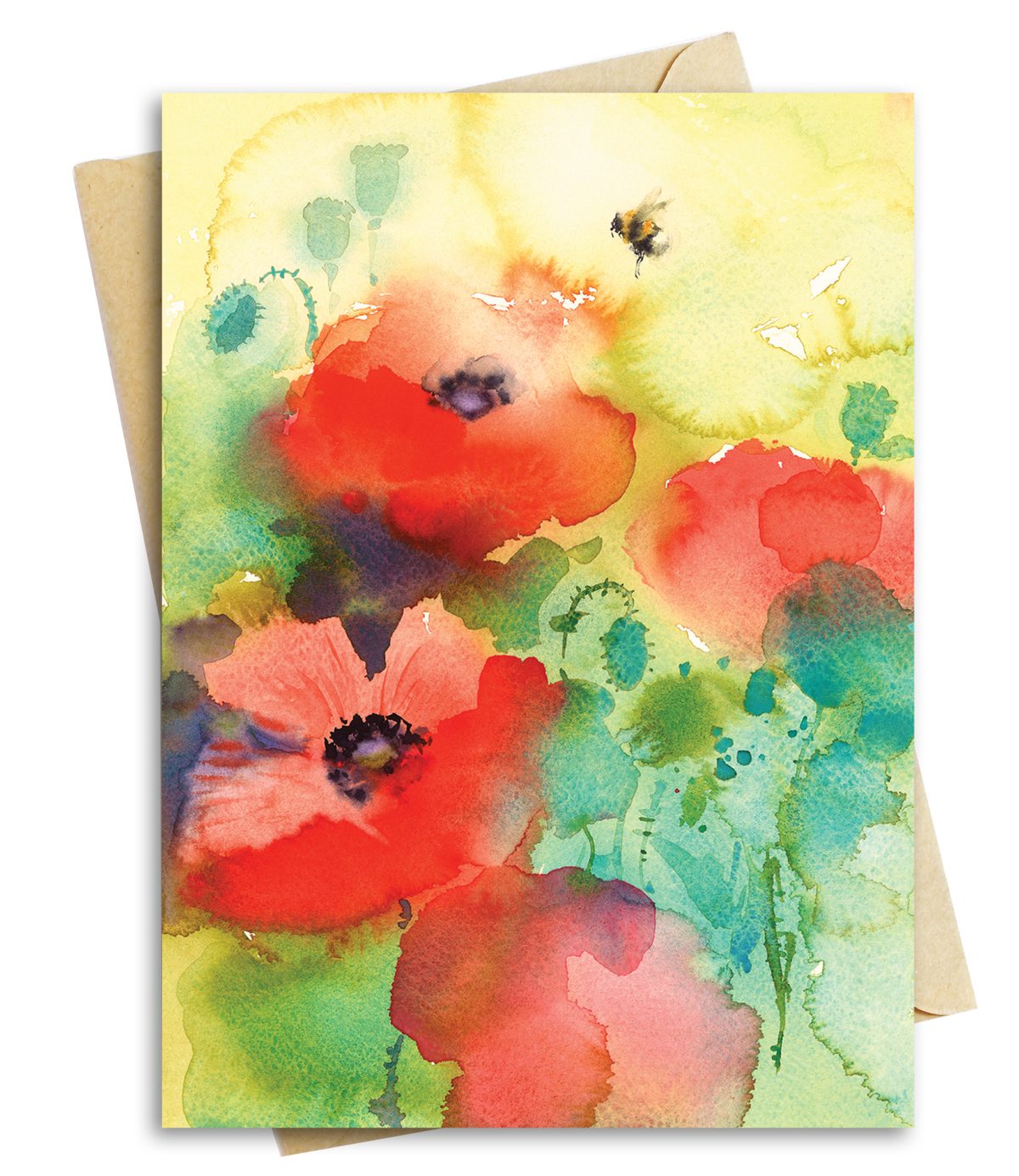 Watercolor Poppy Bee Note Card Set Nauvoo Mercantile watercolor-poppy-bee-note-card-set-nauvoo-mercantile